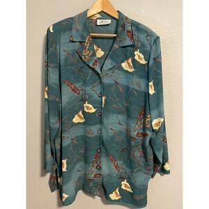 Vintage Florentine Shirt Womens Large Floral Button Up Romantic Forest Fairy 90s